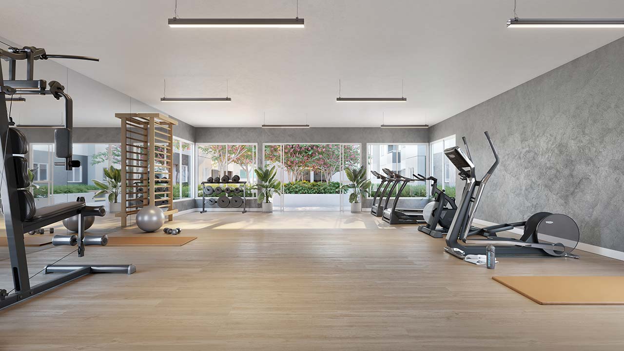 Área fitness Infinity Home Club - Perspectiva artística