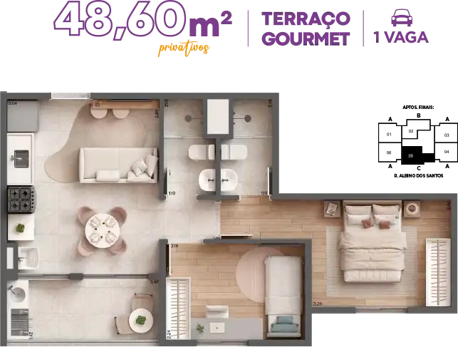 Raro Centro Osasco (11) 99604-2190 - Planta 48m²